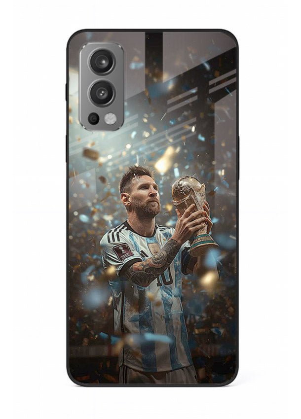 Champion trophy celebration artwork printed on glossy tempered glass OnePlus Nord 2 back cover