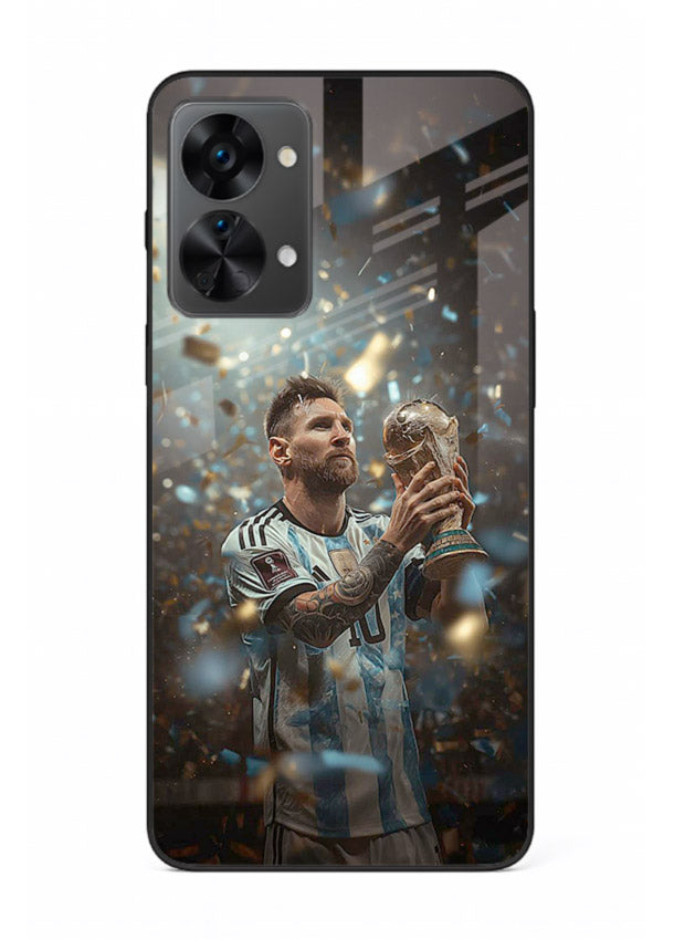 Champion trophy celebration artwork printed on glossy tempered glass OnePlus Nord 2T back cover