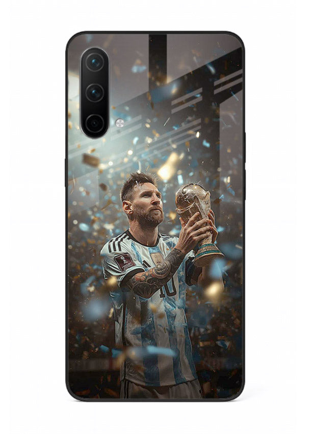 Champion trophy celebration artwork printed on glossy tempered glass OnePlus Nord CE 5G back cover