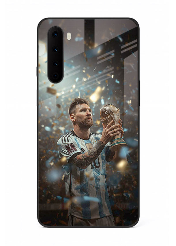 Champion trophy celebration artwork printed on glossy tempered glass OnePlus Nord back cover