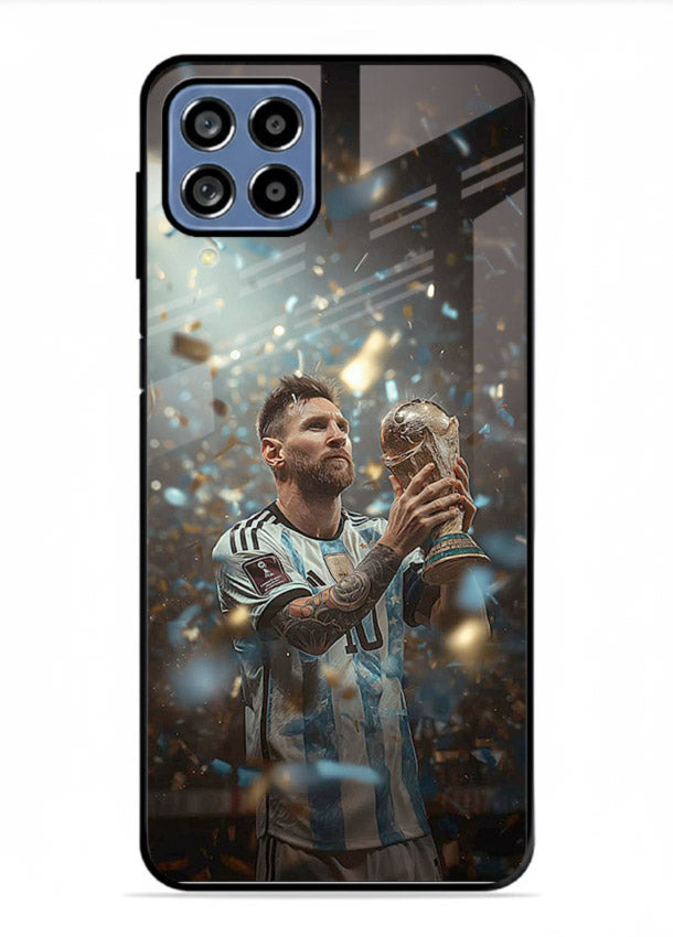 Champion trophy celebration artwork printed on glossy tempered glass Samsung F12 5G back cover