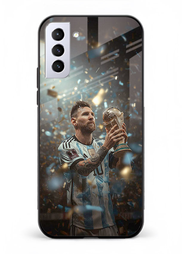 Champion trophy celebration artwork printed on glossy tempered glass Samsung S21 Plus back cover
