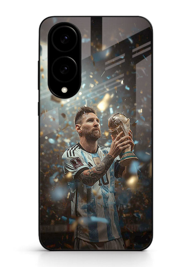 Champion trophy celebration artwork printed on glossy tempered glass Samsung S25 Edge back cover