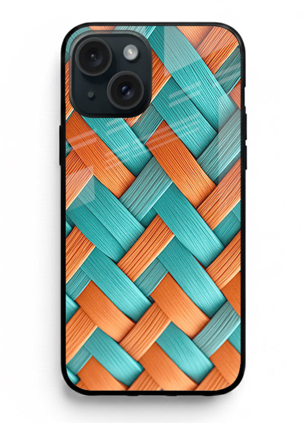Woven Color Weave artistic woven pattern iphone 15 plus glass back cover