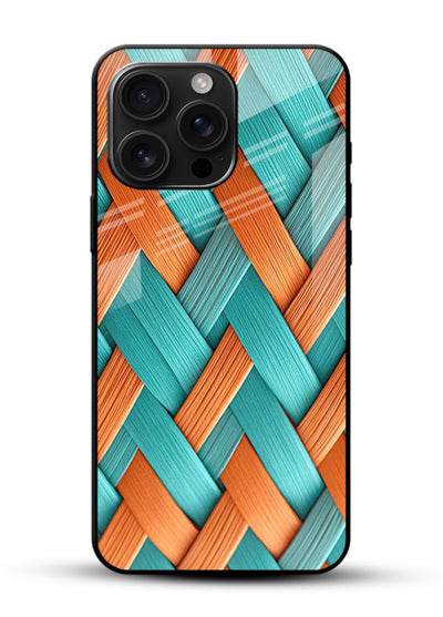 Woven Color Weave artistic woven pattern glossy vibrant premium glass back cover - Angle Front