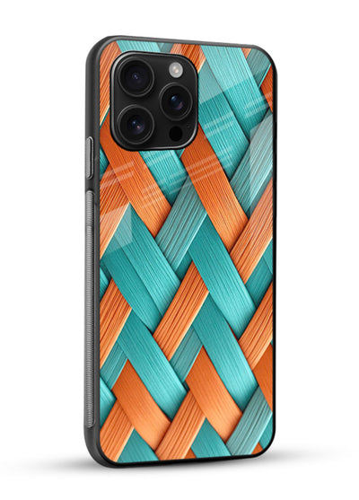Woven Color Weave artistic woven pattern glossy vibrant premium glass back cover - Angle Side