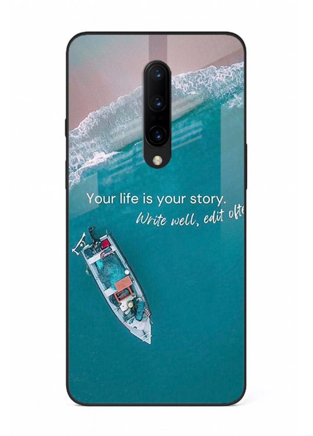 Ocean boat scene printed on OnePlus 7 Pro glass back cover with calming tones.