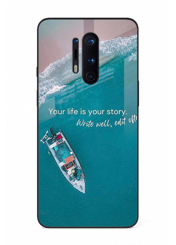 Ocean boat scene printed on OnePlus 8 Pro glass back cover with calming tones.
