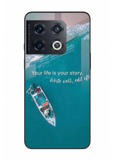 Ocean boat scene printed on OnePlus 10 Pro glass back cover with calming tones.
