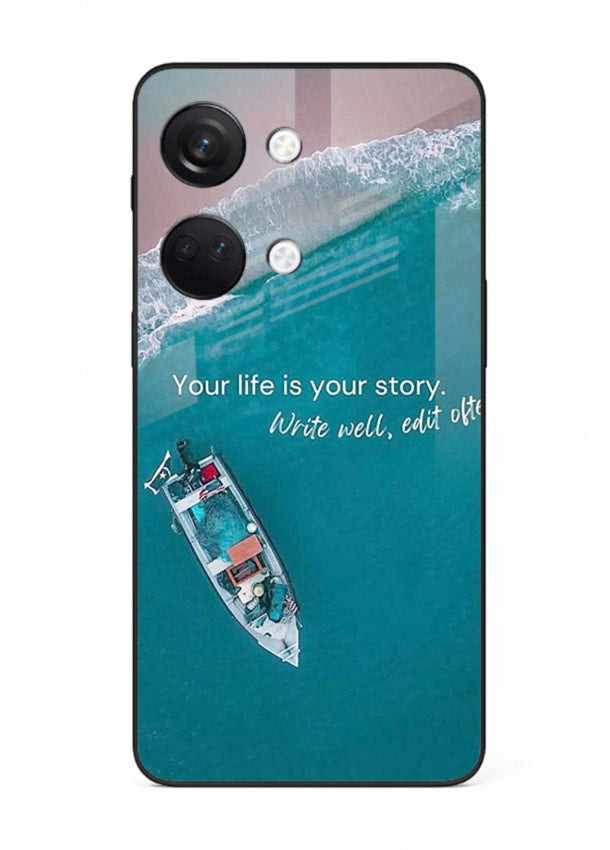 Ocean boat scene printed on OnePlus Nord 3 glass back cover with calming tones.