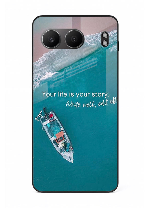 Ocean boat scene printed on OnePlus Nord 4 glass back cover with calming tones.
