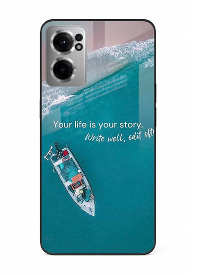 Ocean boat scene printed on OnePlus Nord CE2 5G glass back cover with calming tones.