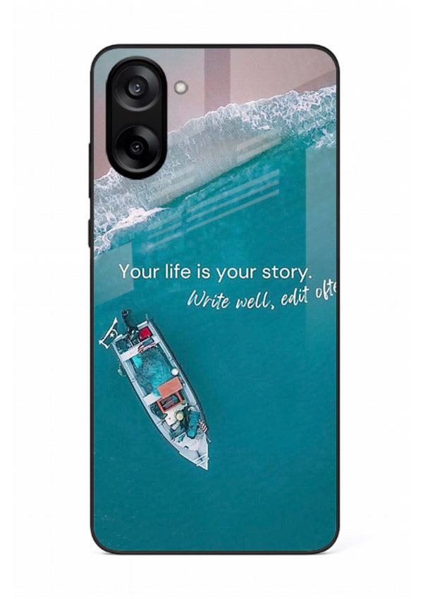 Ocean boat scene printed on OnePlus Nord CE5 glass back cover with calming tones.