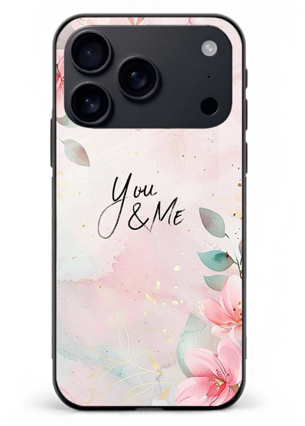 Floral unity artwork printed on iphone 18 pro max glass back cover with soft tones.
