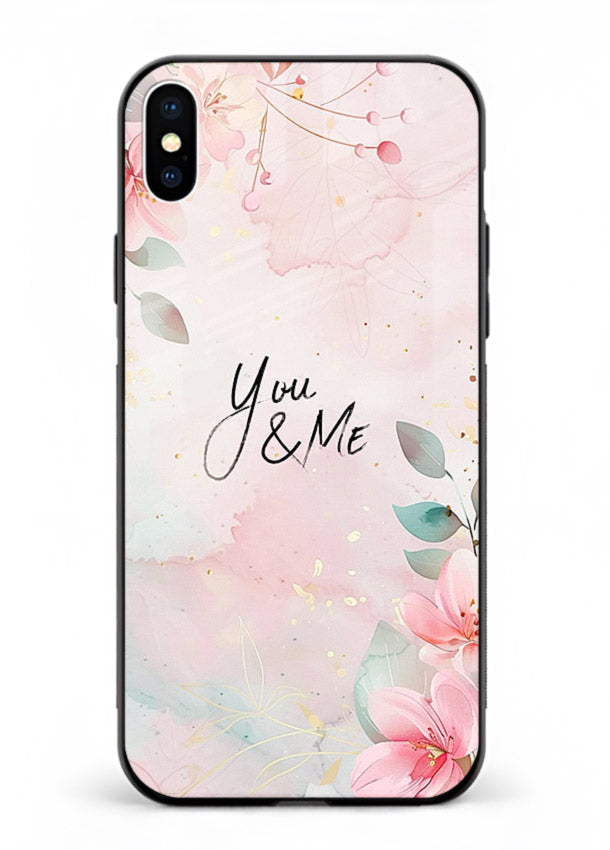 Floral unity artwork printed on iphone xs max glass back cover with soft tones.