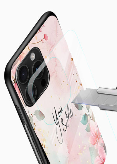 Floral unity artwork printed on glossy vibrant premium glass back cover with soft tones. - Angle Blade
