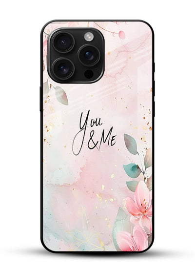 Floral unity artwork printed on glossy vibrant premium glass back cover with soft tones. - Angle Front