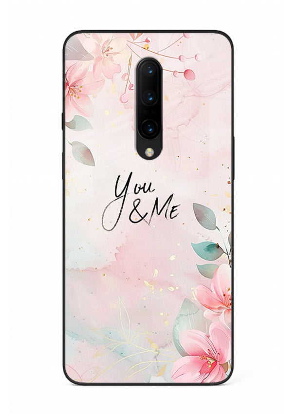 Floral unity artwork printed on OnePlus 8 glass back cover with soft tones.