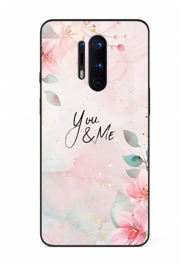 Floral unity artwork printed on OnePlus 8 Pro glass back cover with soft tones.