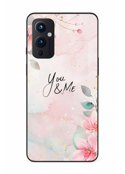 Floral unity artwork printed on OnePlus 9 Pro glass back cover with soft tones.