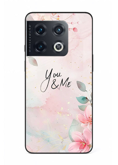 Floral unity artwork printed on OnePlus 10 Pro glass back cover with soft tones.