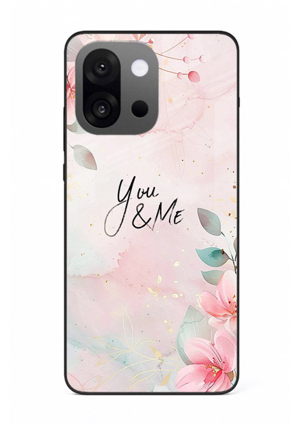 Floral unity artwork printed on OnePlus 13s glass back cover with soft tones.