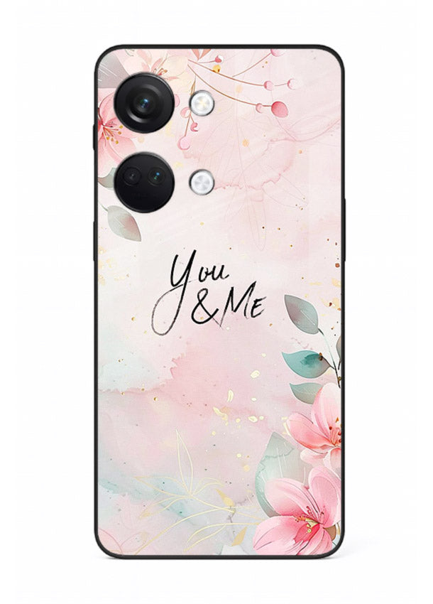 Floral unity artwork printed on OnePlus Nord 3 glass back cover with soft tones.