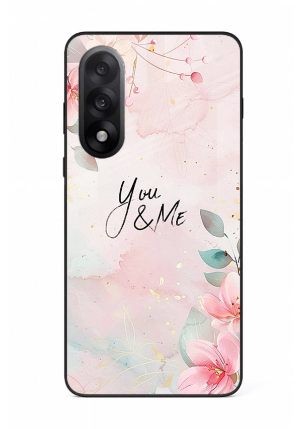 Floral unity artwork printed on OnePlus Nord 5 glass back cover with soft tones.