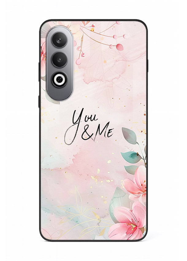 Floral unity artwork printed on OnePlus Nord CE4 glass back cover with soft tones.