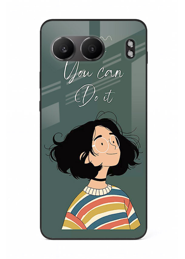 Confident girl illustration printed on OnePlus Nord 4 glass back cover with bright tones.