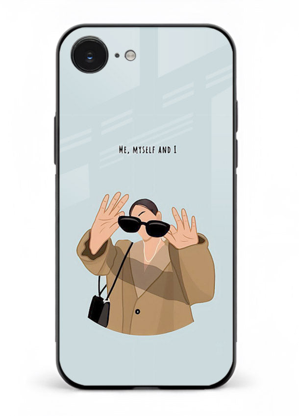 Supportive beige quote printed on iphone 16e glass back cover with soft tones.
