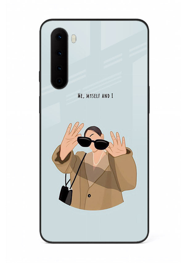 Supportive beige quote printed on OnePlus Nord glass back cover with soft tones.