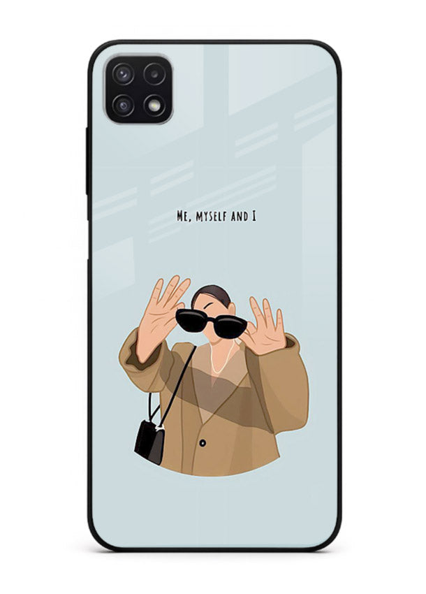 Supportive beige quote printed on Samsung A22 5G glass back cover with soft tones.