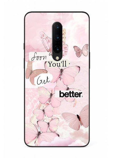 Healing butterfly artwork printed on OnePlus 10 Pro glass back cover with warm pastel tones.