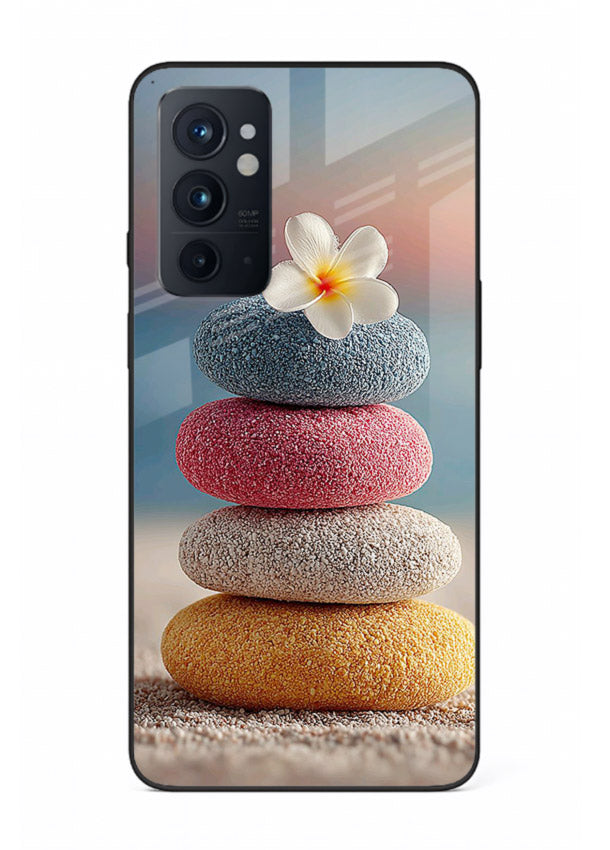 Zen stone botanical artwork on OnePlus 7 Pro glass back cover with calming minimal tones.