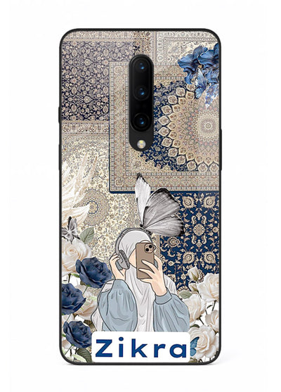 Blue floral collage artwork printed on premium tempered glass OnePlus 10 Pro back cover